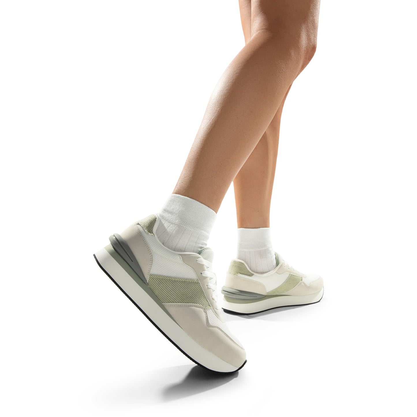 DREAM PAIRS Women Sneakers Tennis Ray Walking Platform Chunky Comfortable Lightweight Lace Up Casual Fashion Sneaker,Size 11,Beige/White,SDFN2448W