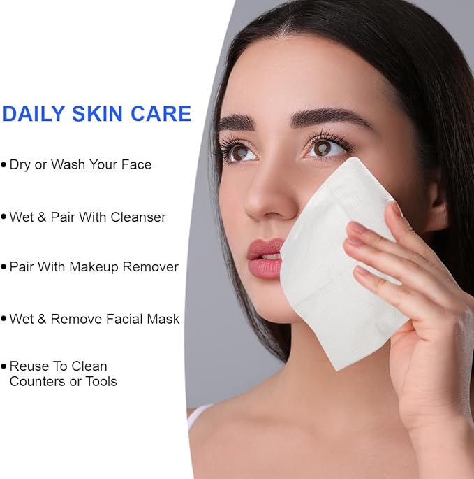 Facial Towels 2 pack Soft Dry Wipes Disposable Face Towel Cotton Tissue 20x20cm