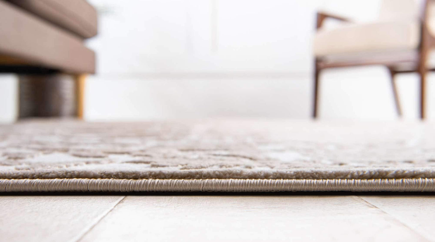 Unique Loom Rushmore Collection Area Rug - Taft (2' x 6' 1" Runner, Snow White/ Beige)