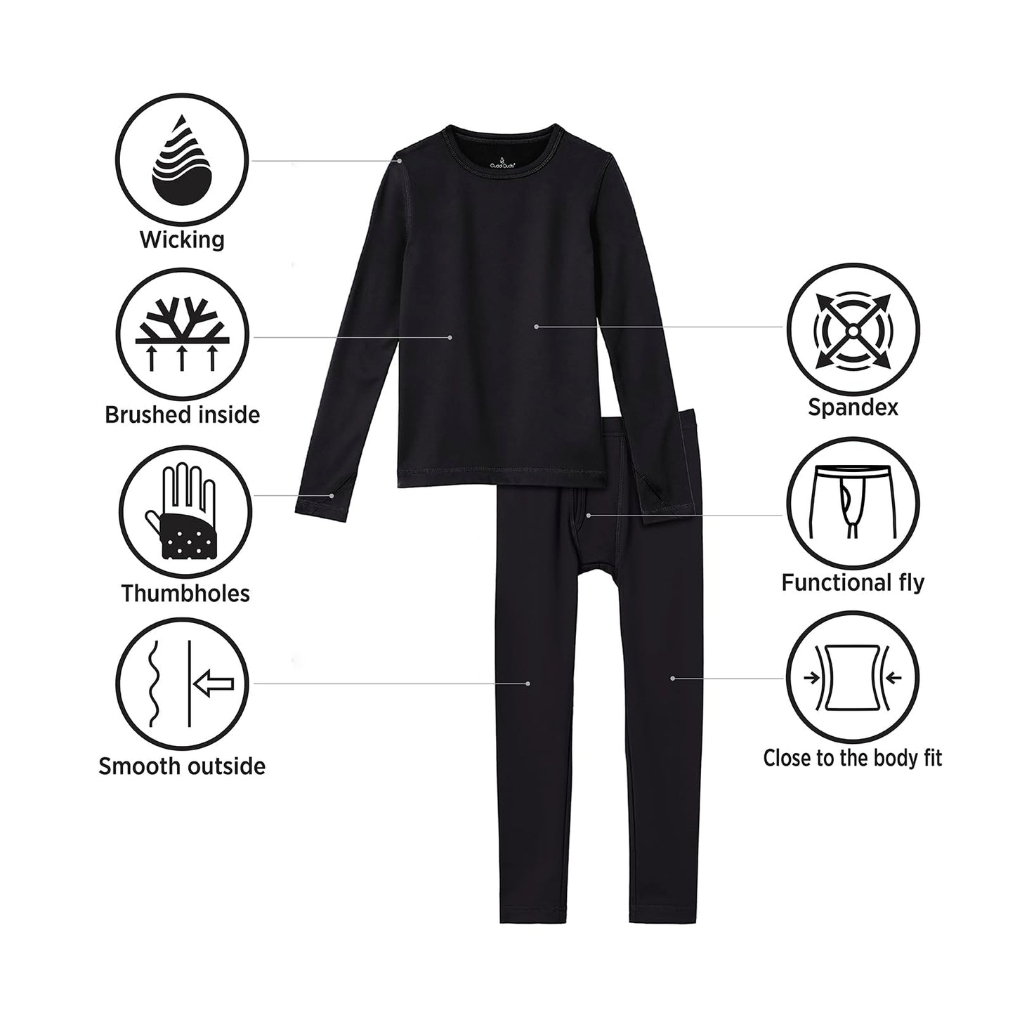 Cuddl Duds Boys Heavyweight Fleece Lined 2 Piece Thermal Underwear Set – Long Sleeve Shirt & Leggings Base Layer for Cold Weather – Winter Clothing Long Johns Lounge Sets for Kids, Navy, M