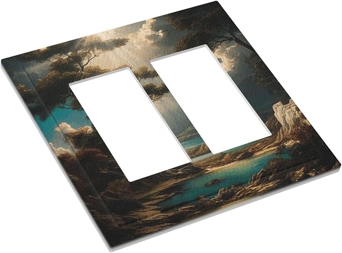 Decorative Art Light Switch Covers Sunburst Over the Wilderness 2 Gang Dual Rocker Outlet Switch plate Faceplate GFCI for Home Decor