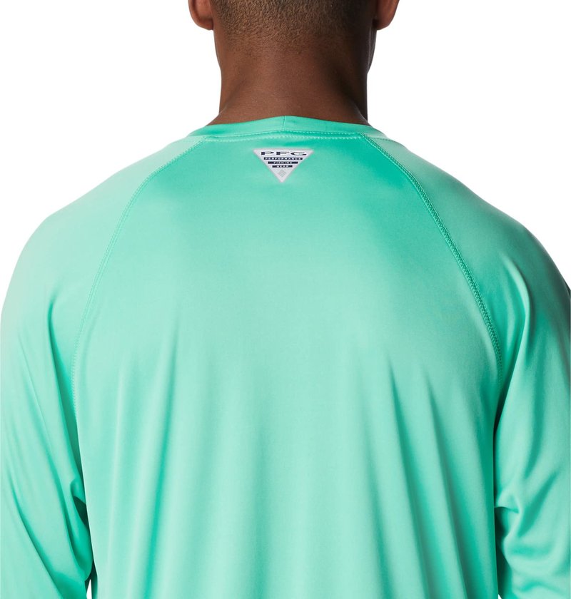 Columbia Men's Terminal Tackle Long Sleeve Fishing Shirt, Light Jade/Metal Logo, Large