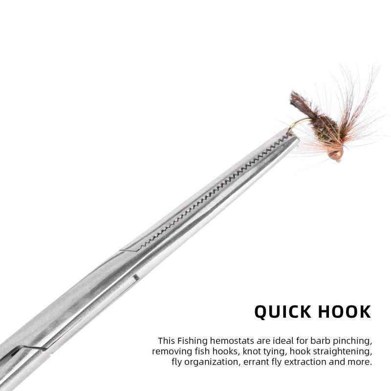 SF 6.3inch Fishing Hook Remover Fly Fishing Forceps Hemostats Straight Stainless Steel Silver Fishing Pliers 1Pcs