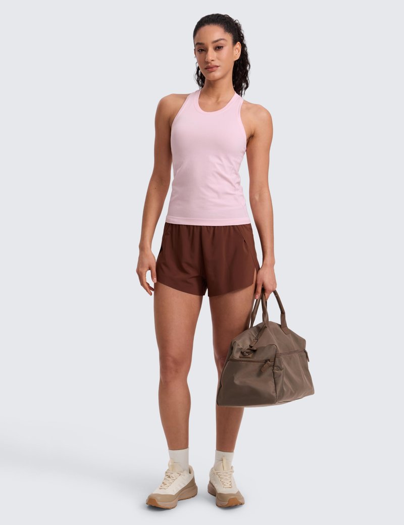 CRZ YOGA Seamless Workout Tank Tops for Women - Athletic Running Gym Sleeveless Shirts Crewneck Racerback Breathable Strawberry Pink X-Large