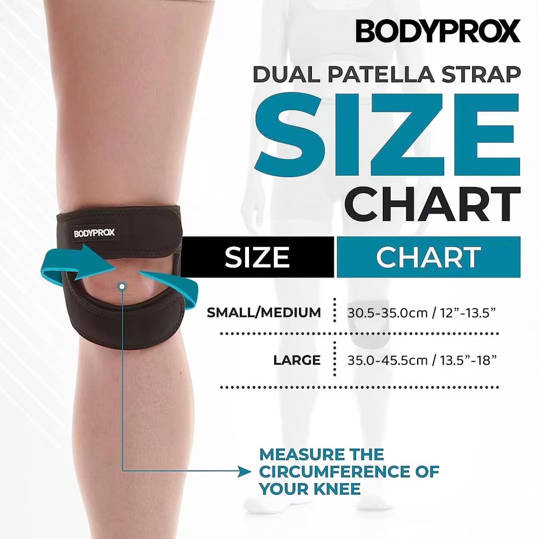 Bodyprox Patellar Tendon Support Strap (Small/Medium), Knee Pain Relief Adjustable Neoprene Knee Strap for Running, Arthritis, Jumper, Tennis Injury Recovery
