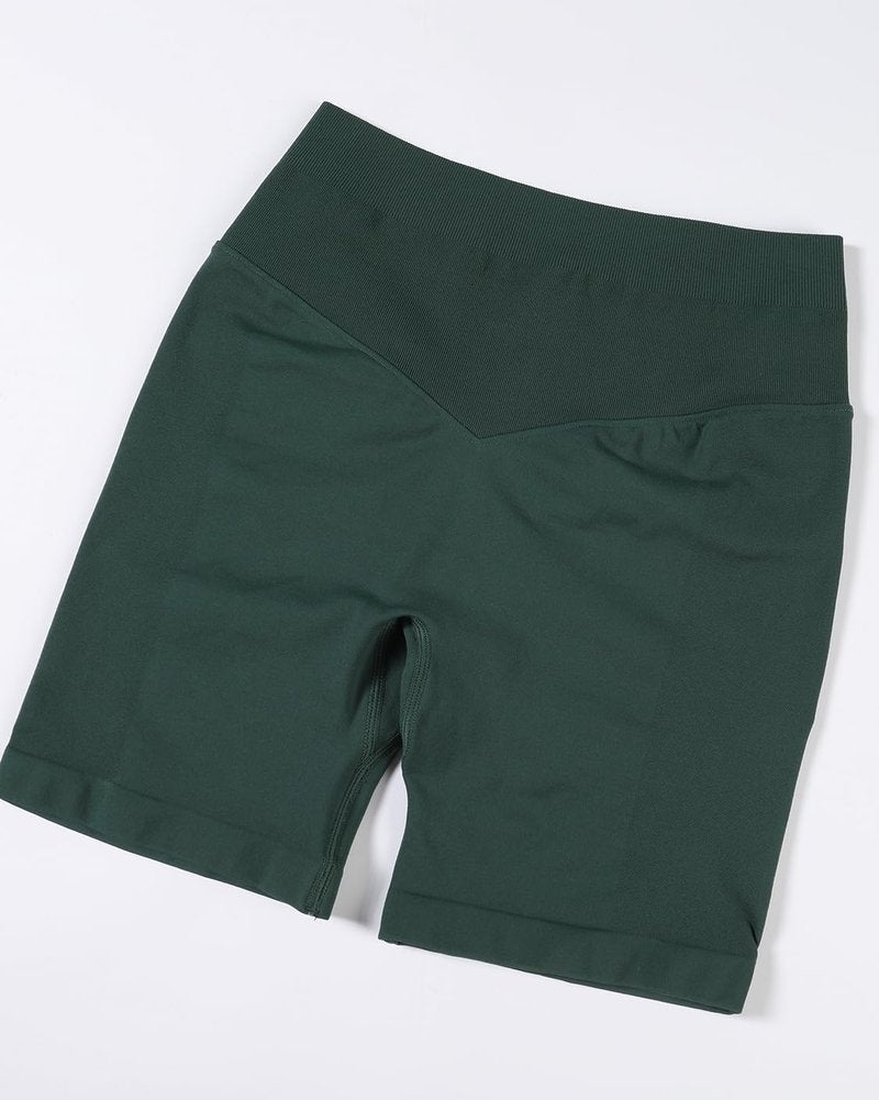 AUROLA Impressive Collection Workout Shorts for Women,High Waisted V-Shape Seam Gym Embossed Logo Athletic Fitness Short(Eden Green,M)