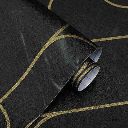Peel and Stick Wallpaper Black Wallpaper Marble Pattern Removable Black Geometric Contact Paper Waterproof Self-Adhesive Black Wallpaper for Wall Cabinets Countertops Covering Viny Film 118"x17.3"