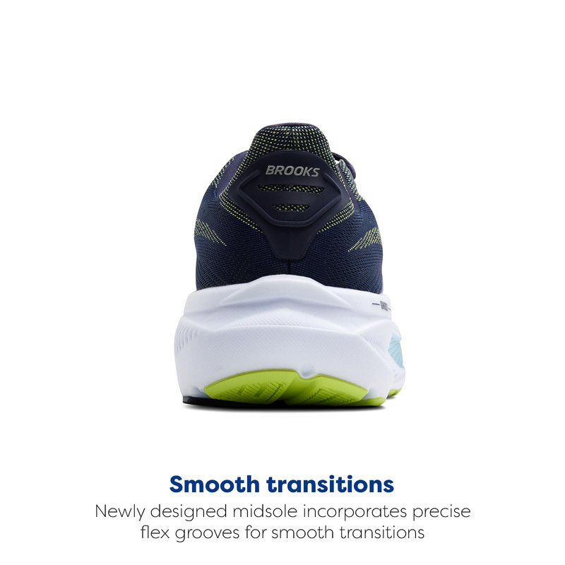 Brooks Men’s Ghost 17 Neutral Running Shoe - Peacoat/Lime/Blue - 8 Narrow
