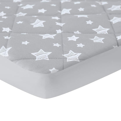Pack and Play Sheets Fitted, Toddlers Mattress Protector 39"×27"×5", Breathable Thick Playard Lovely Print Cover, Compatible with Graco Pack n Play, Gray Star