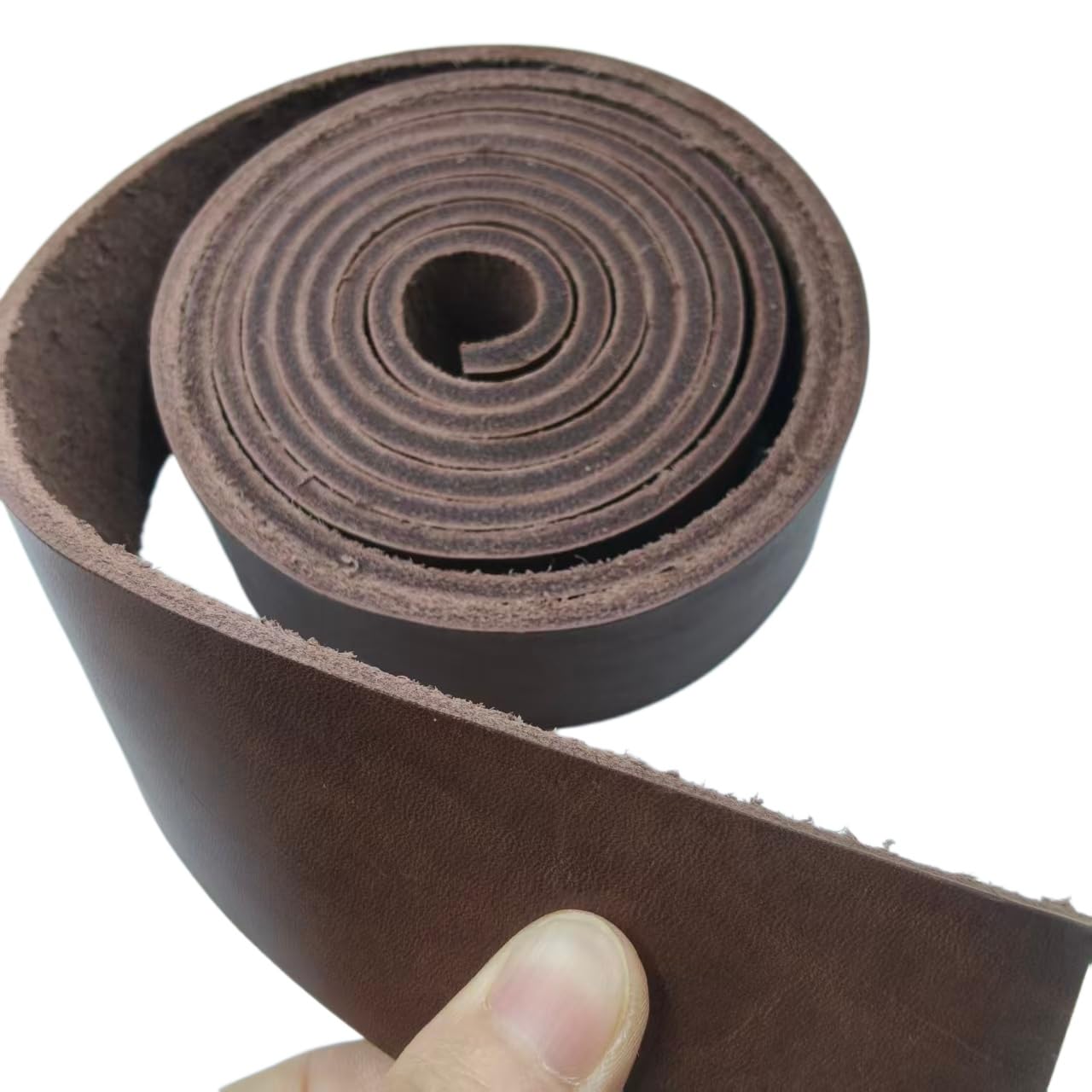 Premium Leather Strap, Brown Genuine Leather Strips, Heavy-Duty Leather Strip 4-5 Millimeters Thick (10-12.5 Ounces), Full Grain Leather Strips for Crafts (Brown 0.79"× 80")