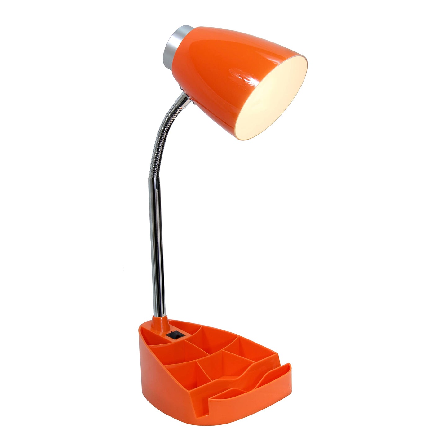 Simple Designs LD1002-ORG Gooseneck Organizer Desk Lamp with iPad Tablet Stand Book Holder, Orange