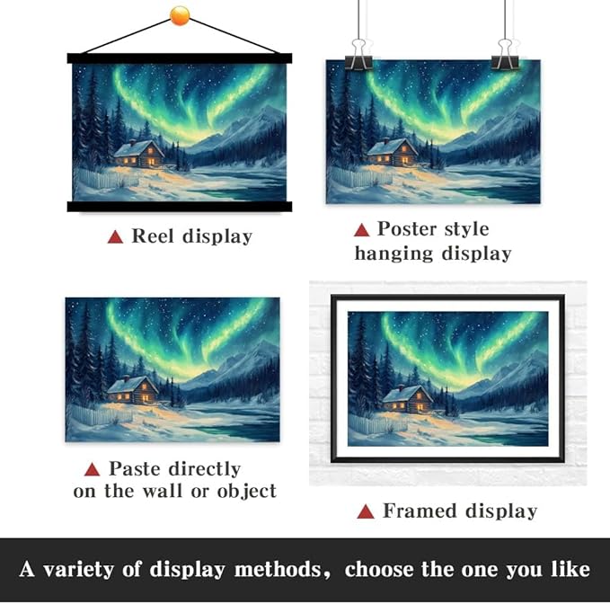 Yesad Aurora Wall Art, Landscape Canvas Wall Art Aurora Borealis Painting Nature Pictures Scenery Prints Poster Wall Décor for Cabin Living Room Bedroom Farmhouse Décor (Unframed,12”x8”, Aurora)