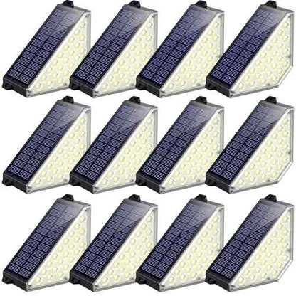 TECKNET Solar Step Lights for Outside, 2 Modes Brightness Adjustable, 24 LEDs Solar Stair Lights Outdoor, IP67 Waterproof Deck Light for Yard, Porch, Front Door, Patio, Garden