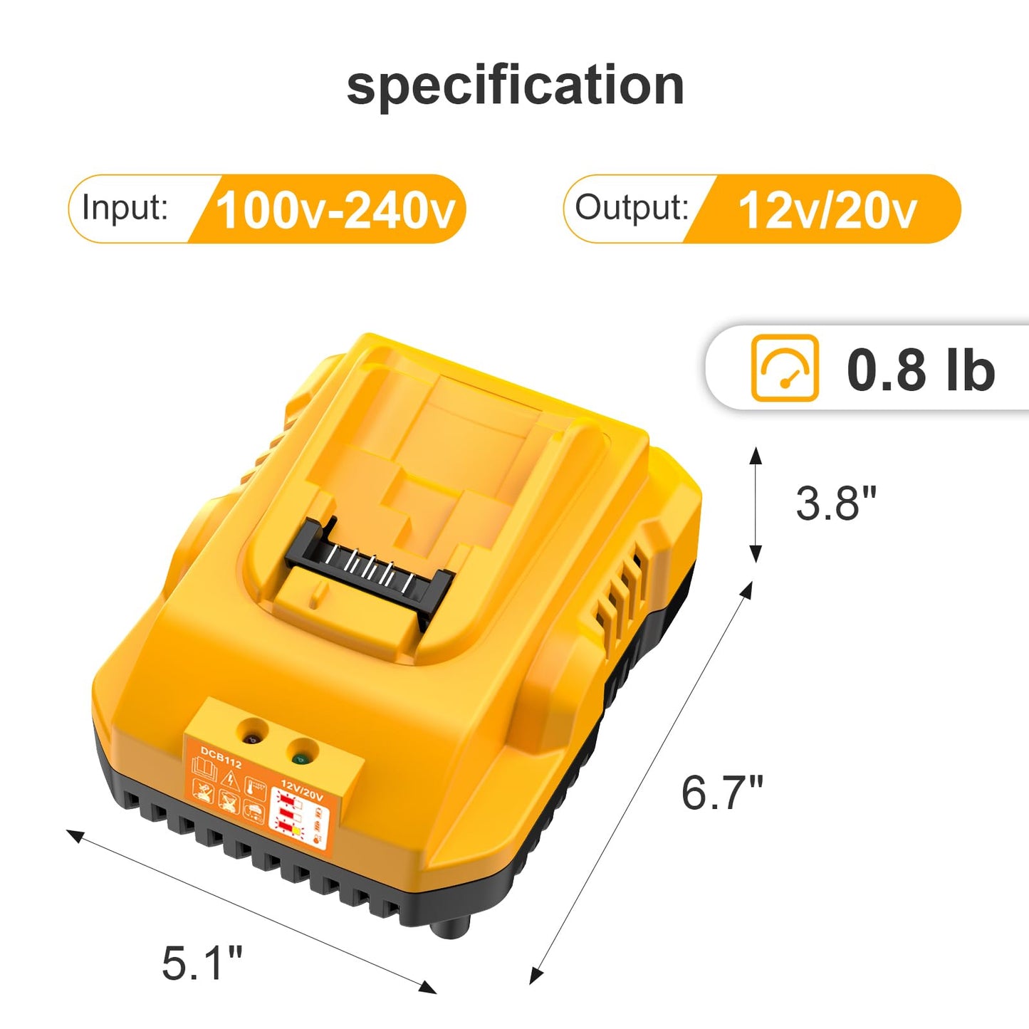 20v Max Battery Replacement for Dewalt Battery 5.0Ah with DCB112 Battery Charger Station for DCB200 DCB120
