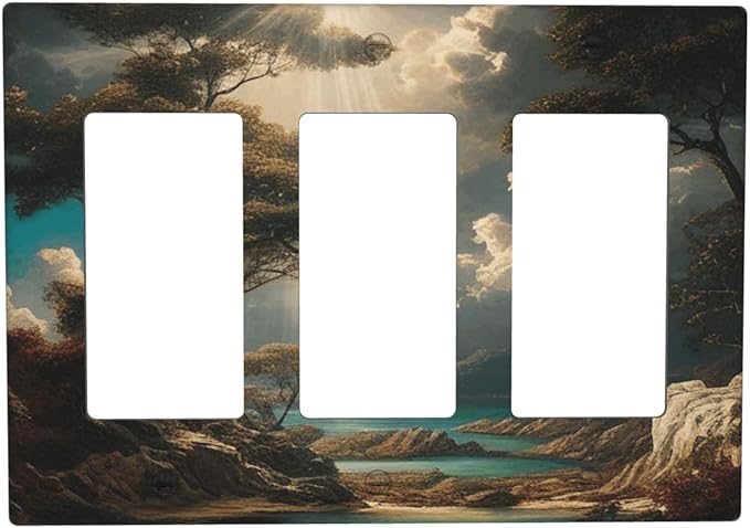 Decorative Art Light Switch Covers Sunburst Over the Wilderness 3 Gang Triple Rocker Outlet Switch plate GFCI Faceplate GFCI for Home Decor
