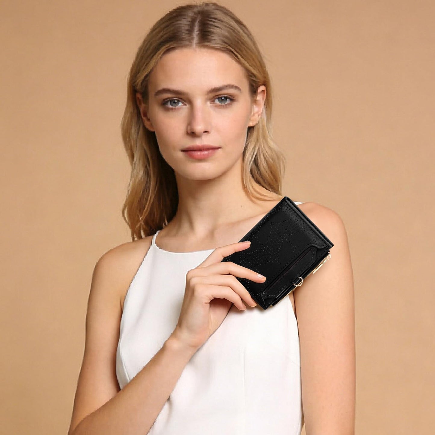 FALAN MULE Small Wallet Women RFID Blocking Bifold Compact Card Holder Vegan Leather Wallet for Women with ID Window