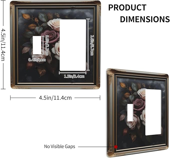 Decorative Art Light Switch Covers Elegant Rose Bouquet Art 2 Gang Single Toggle Rocker Combination Electrical Faceplate Switchplate Wall Plate for Home Decor
