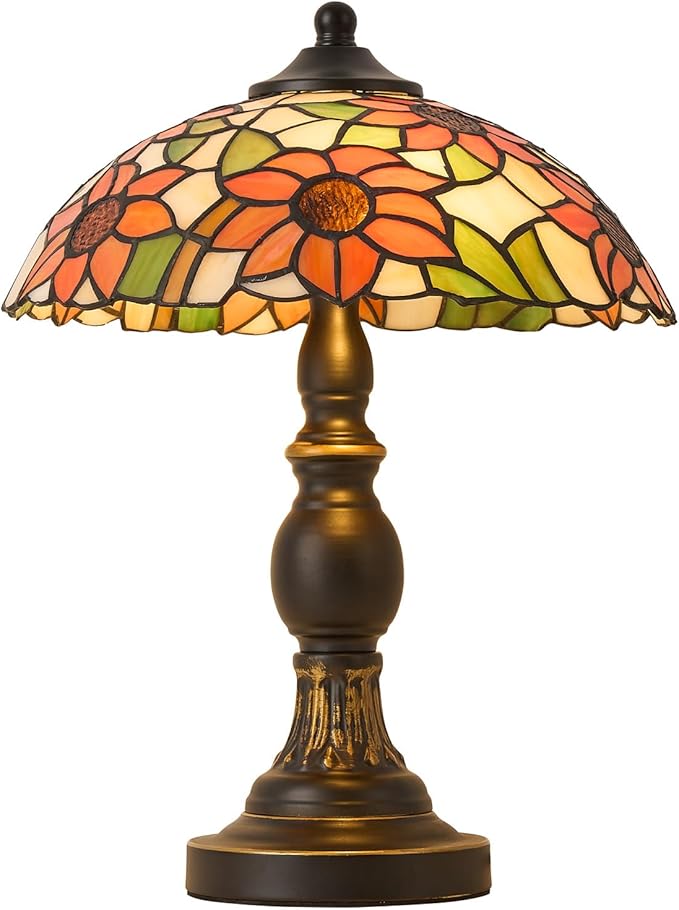 Tiffany Style Table Lamp, Stained Glass Table Light,Art Craft Antique Decor Lamp for Bedside Nightstand Bedroom Living Room Home Office ect