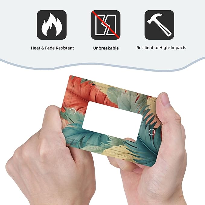Colorful Feathers Blue Red Single Decora Outlet Wall Plate 1 Gang Rocker Decorative Switchplate Faceplate GFCI Light Switch Covers for Home Living Decor