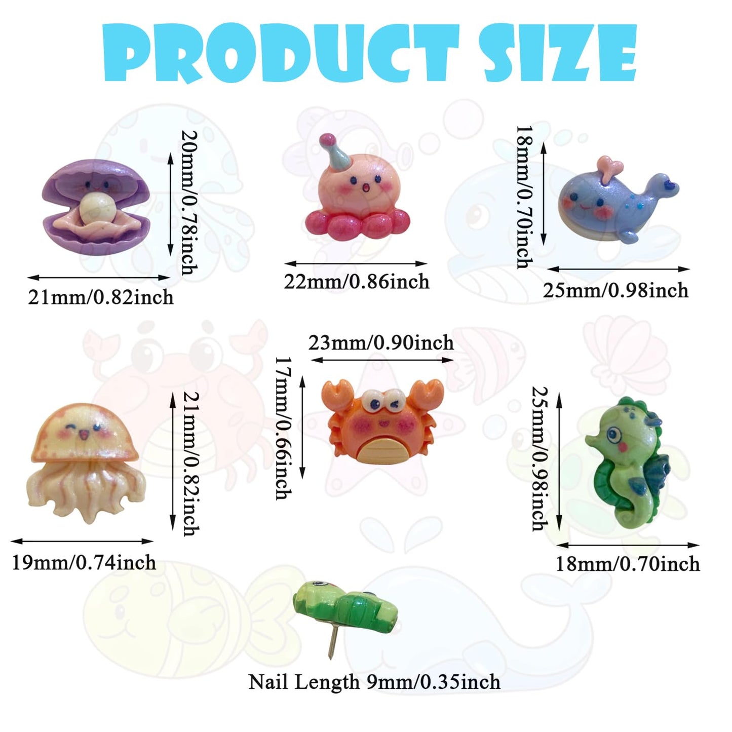 30 Pcs Cute Ocean Push Pins for Cork Board Cute Animal Thumbtack for Photos Wall Maps Bulletin Board (Set A)