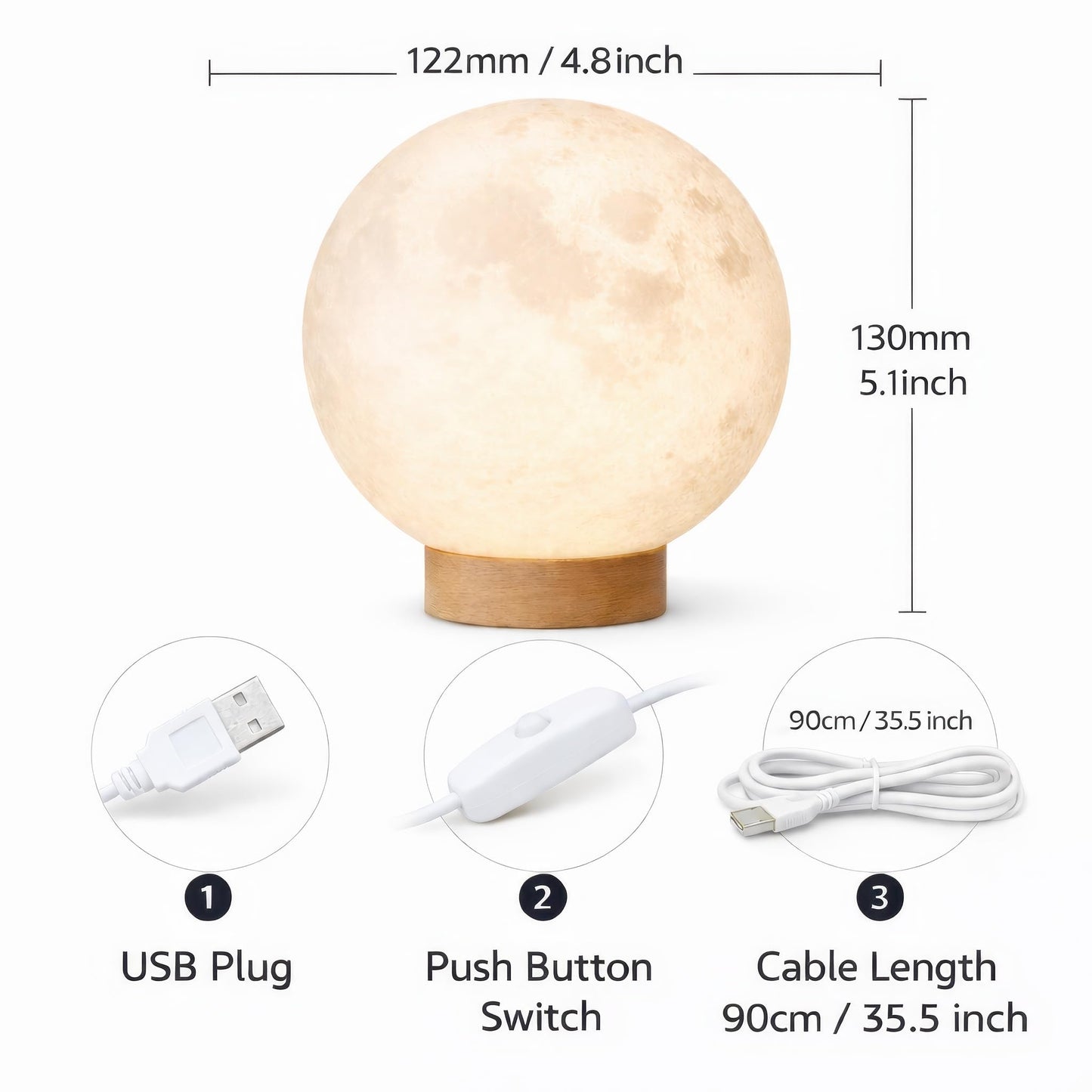 Funnytree Daughter Birthday Gift Moon Lamp Night Light - Home Nursery Room Bedroom Office Desk Decor, Gifts for Daughter Teens Girls