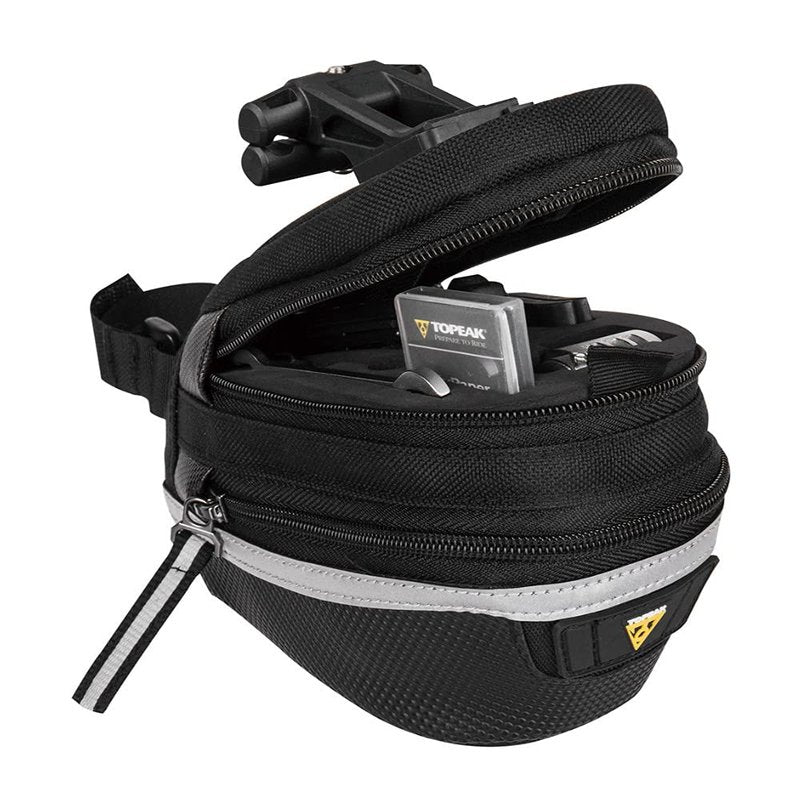 Topeak Survival Tool Wedge Pack II – 13-Function Integrated Tool Kit, Expandable 1000D Nylon Saddle Bag with QuickClick Mount
