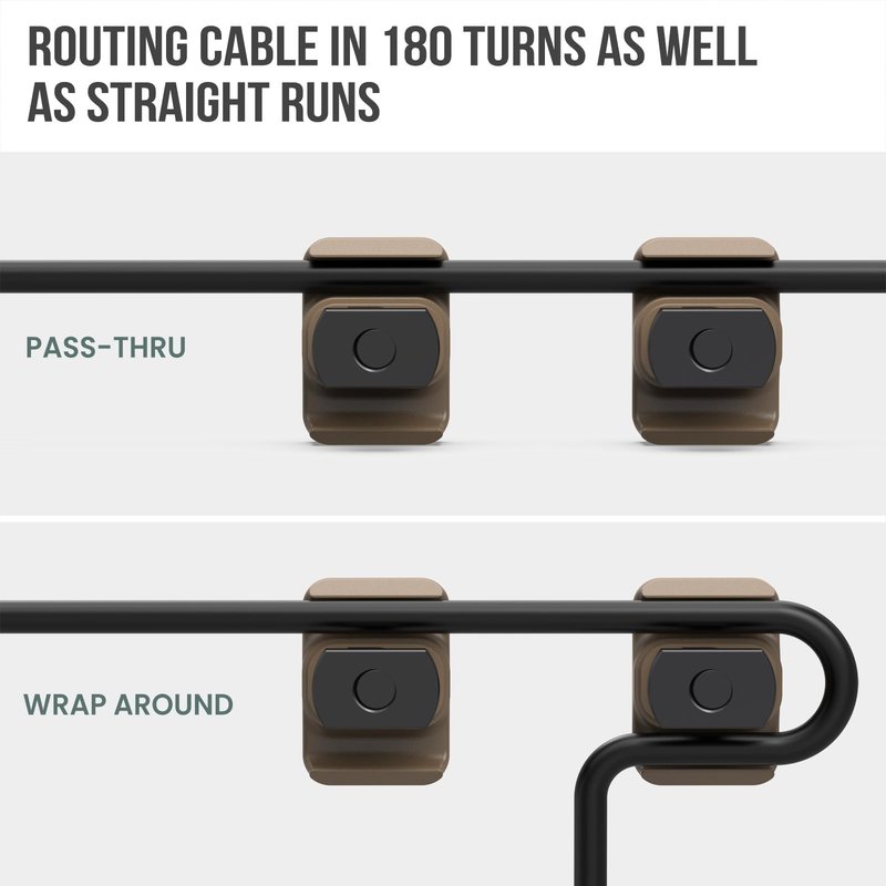 Guardtier CGM909 Pressure Switch Cable Guides Compatible with M-LOK System, Flashlight Laser Wire Management Clips 8 Pack - Black (Earth Tan)