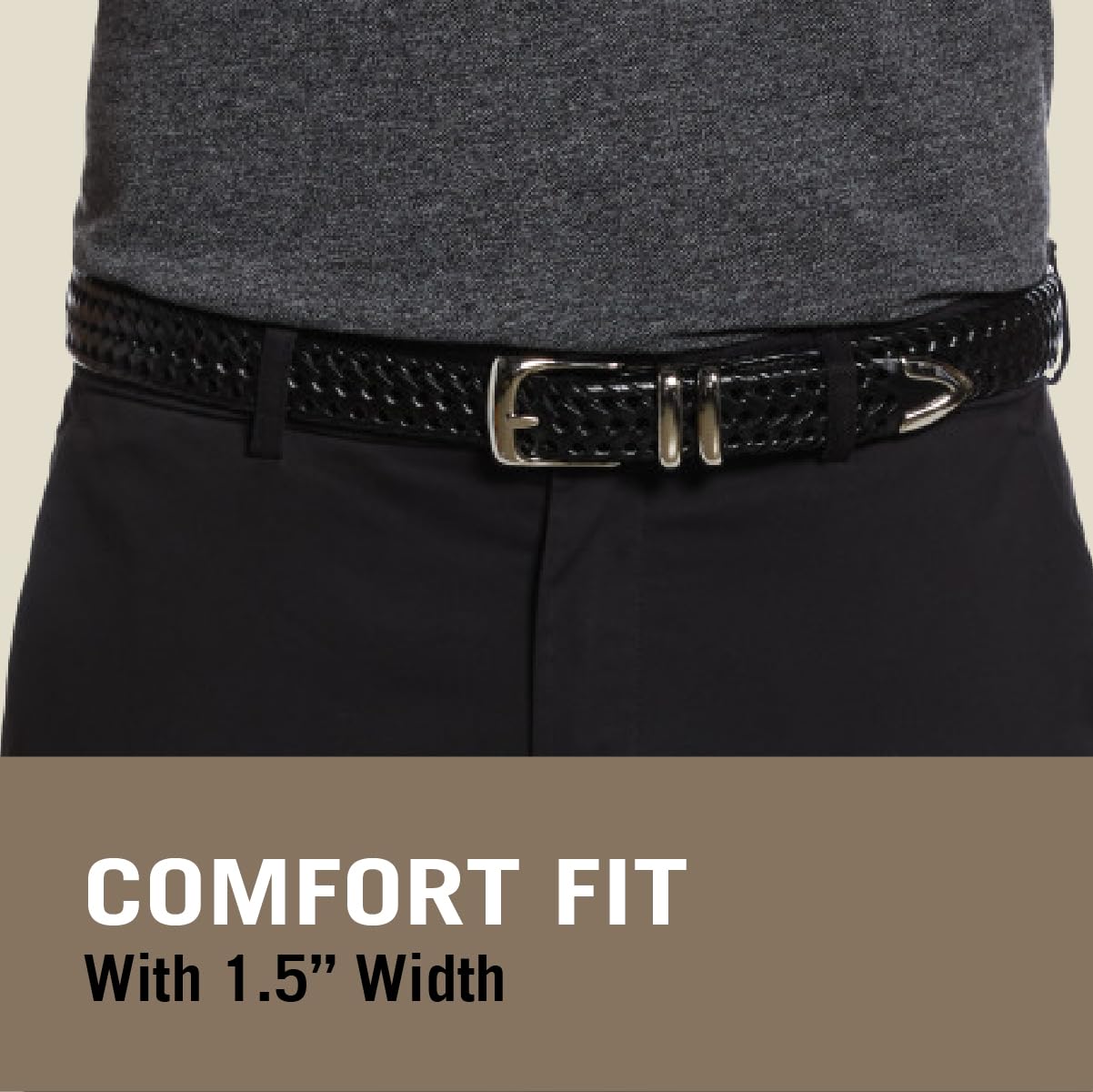 Perry Ellis Men's Portfolio Braided Leather Belt, Black, 30
