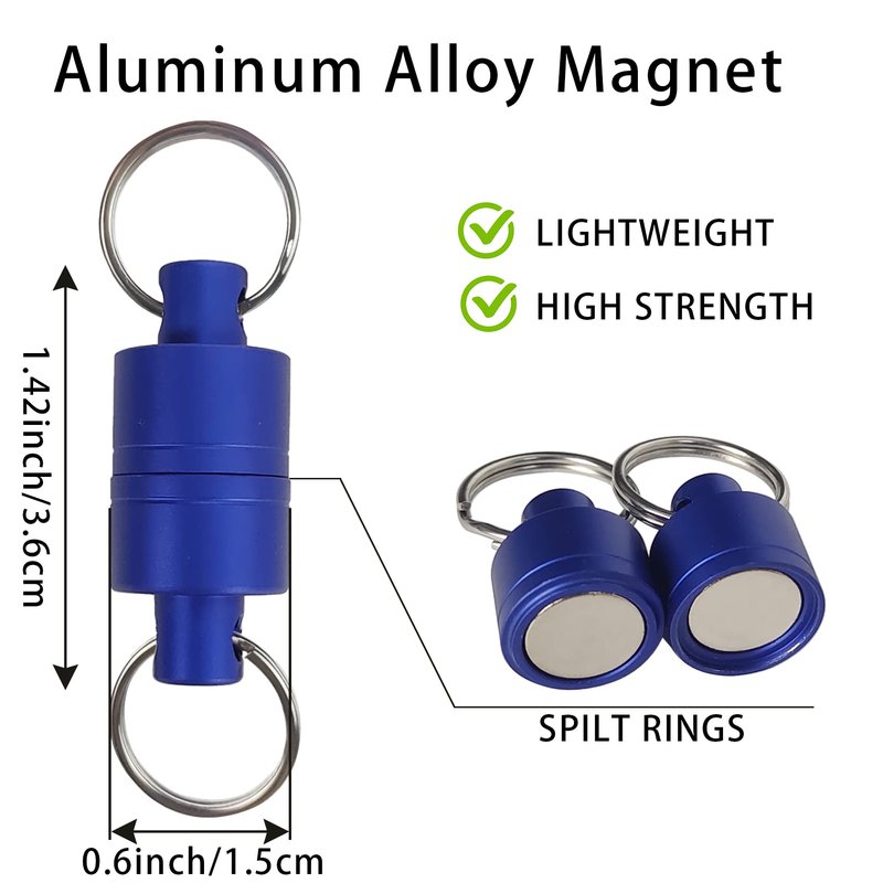 Aventik Magnetic Net Release Ultra-Strong Keychain Fly Fishing Net Retractor with Coiled Lanyard Carabiner Clip(Black)