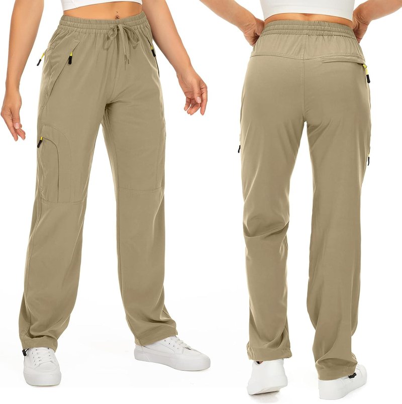 Women's Quick-Dry Hiking Pants | Lightweight UPF 50 Travel & Golf Cargo with Zipper Pockets