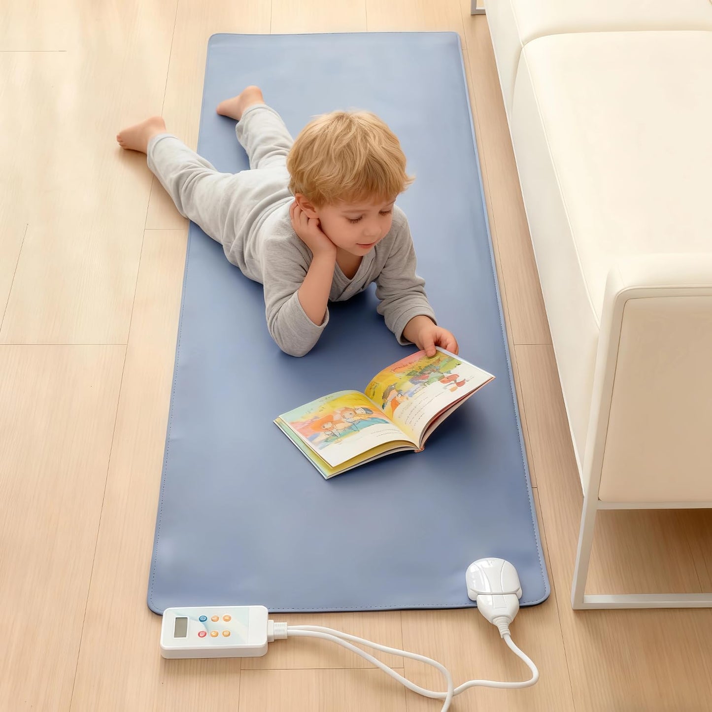 YIRCELOM Heated Floor Rug, Heated Floor Mat Under Desk with Adjustable Temperature 12 Hour Timer, Electric Heated Carpet, Radiant Floor Heater, for Yoga (20x59inch/50x150cm)