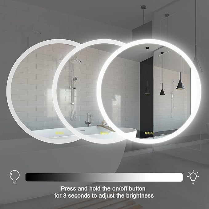 24X24 LED Bathroom Mirror with Lights, Anti-Fog, Dimmable, Backlit + Front Lit, Lighted Bathroom Vanity Mirror for Wall, Memory Function, Shatter-Proof