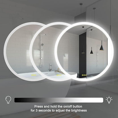 24X24 LED Bathroom Mirror with Lights, Anti-Fog, Dimmable, Backlit + Front Lit, Lighted Bathroom Vanity Mirror for Wall, Memory Function, Shatter-Proof