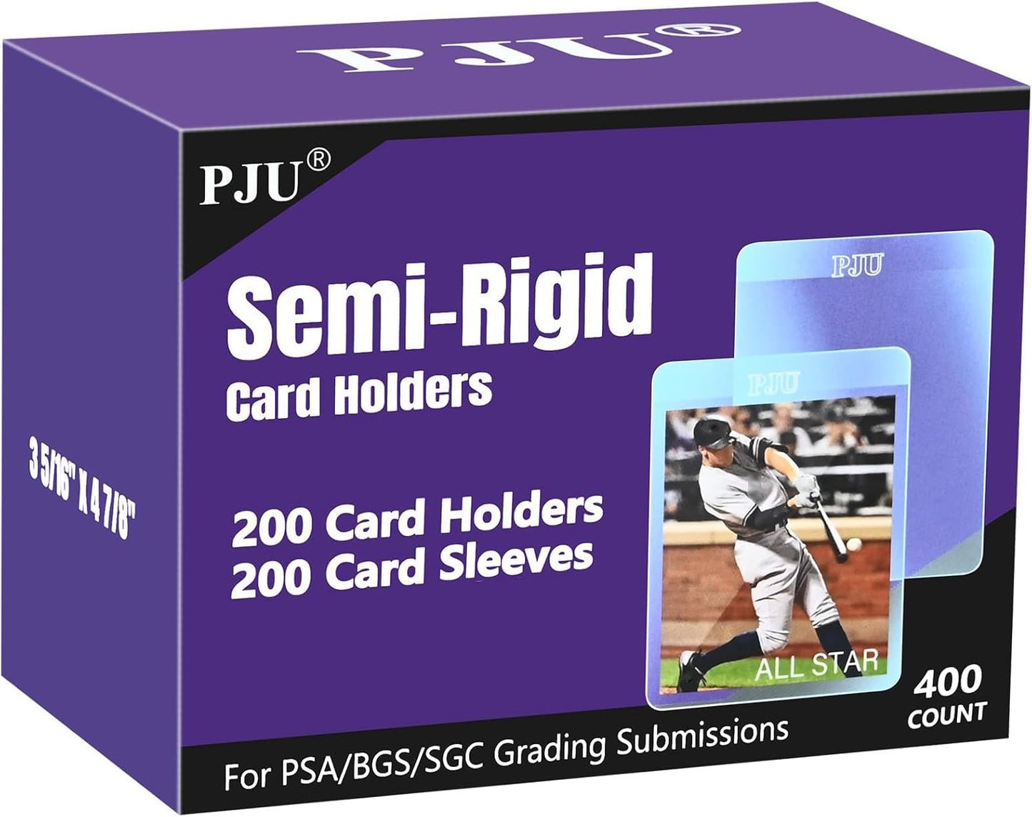 200ct Semi Rigid Card Holders & 200ct Card Sleeves for PSA, SGC, BGS, CSG Graded Card Submissions, Semi Rigid Baseball Cards Sleeves Protectors, PSA Graded Trading Cards Sleeve
