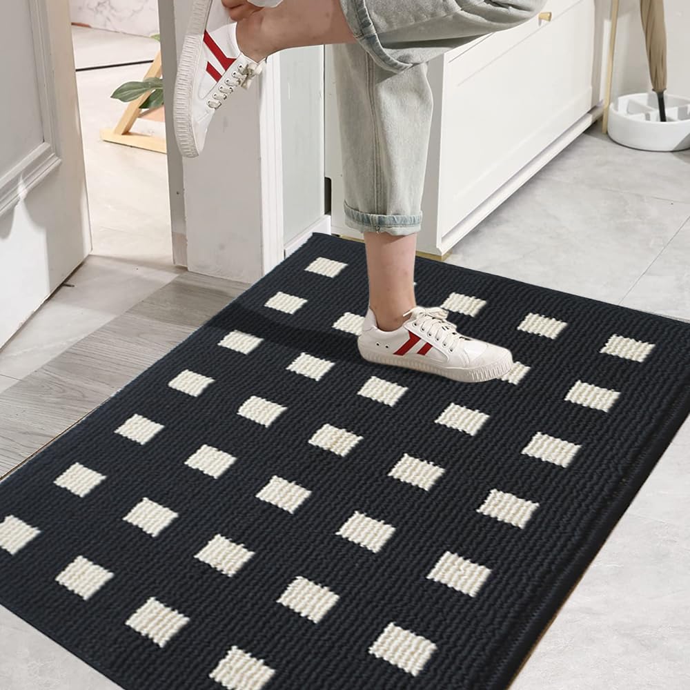 TOMEX Door Mat Indoor Outdoor Doormat, 2024 Upgraded Non-Slip Floor Mat, Welcome Mat for Home, Garden, Garage（32” x 40” /80 x 100cm, Black）