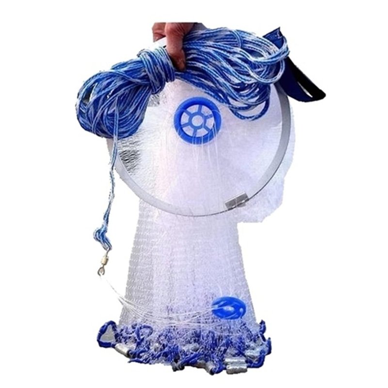 Cast Fishing Net with Aluminum Frame, 0.8 inch Mesh, 7.8-13.8 ft Diameter