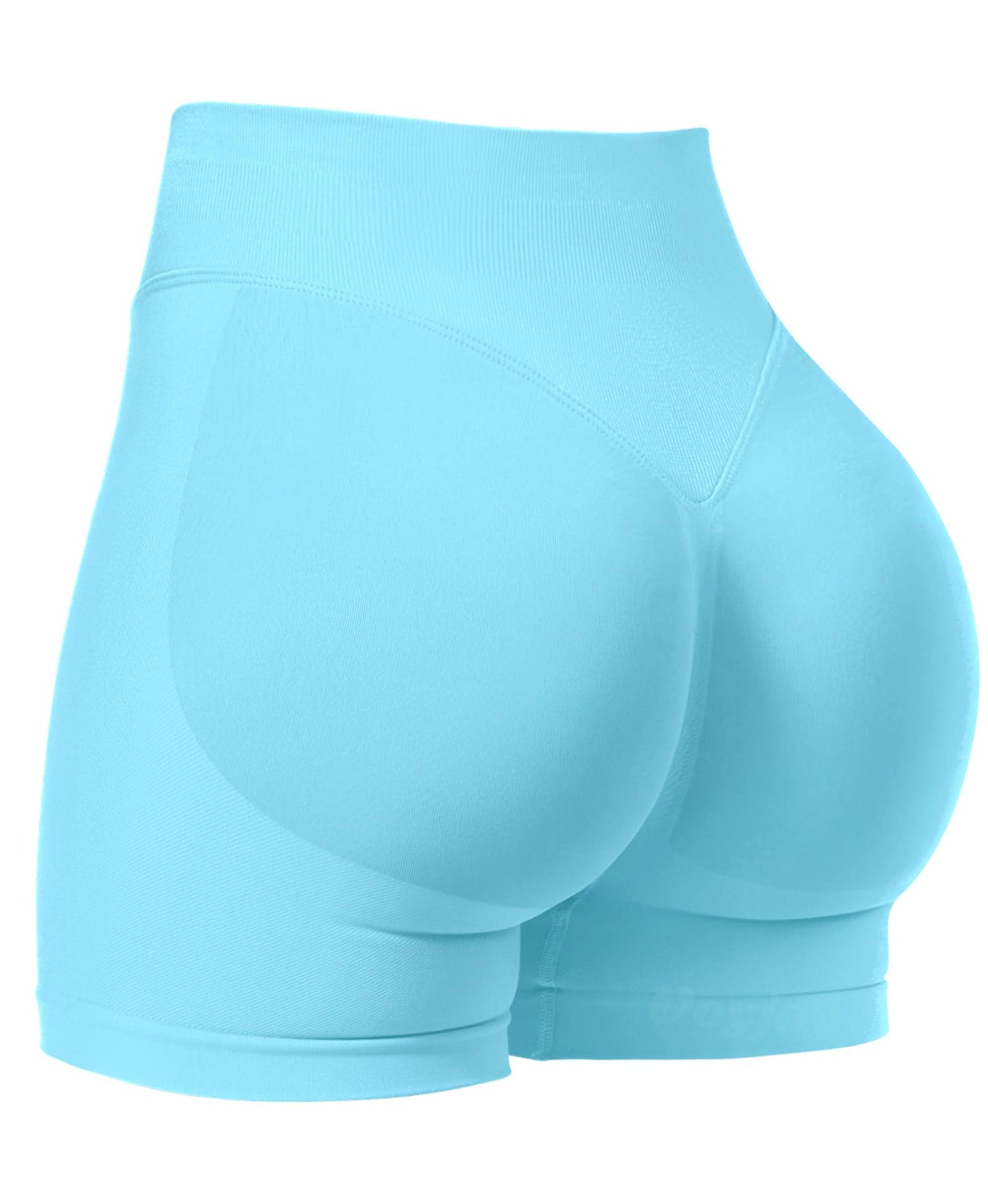 VOYJOY Women Workout Impact Shorts 2.5"/ 3.6"/ 4.5"/ 6" Scrunch Butt Lifting Gym Seamless Booty Biker Shorts Light Blue
