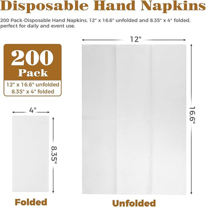 GINKGO 200 Pack Disposable Linen-Feel Guest Hand Towels, Thick & Absorbent