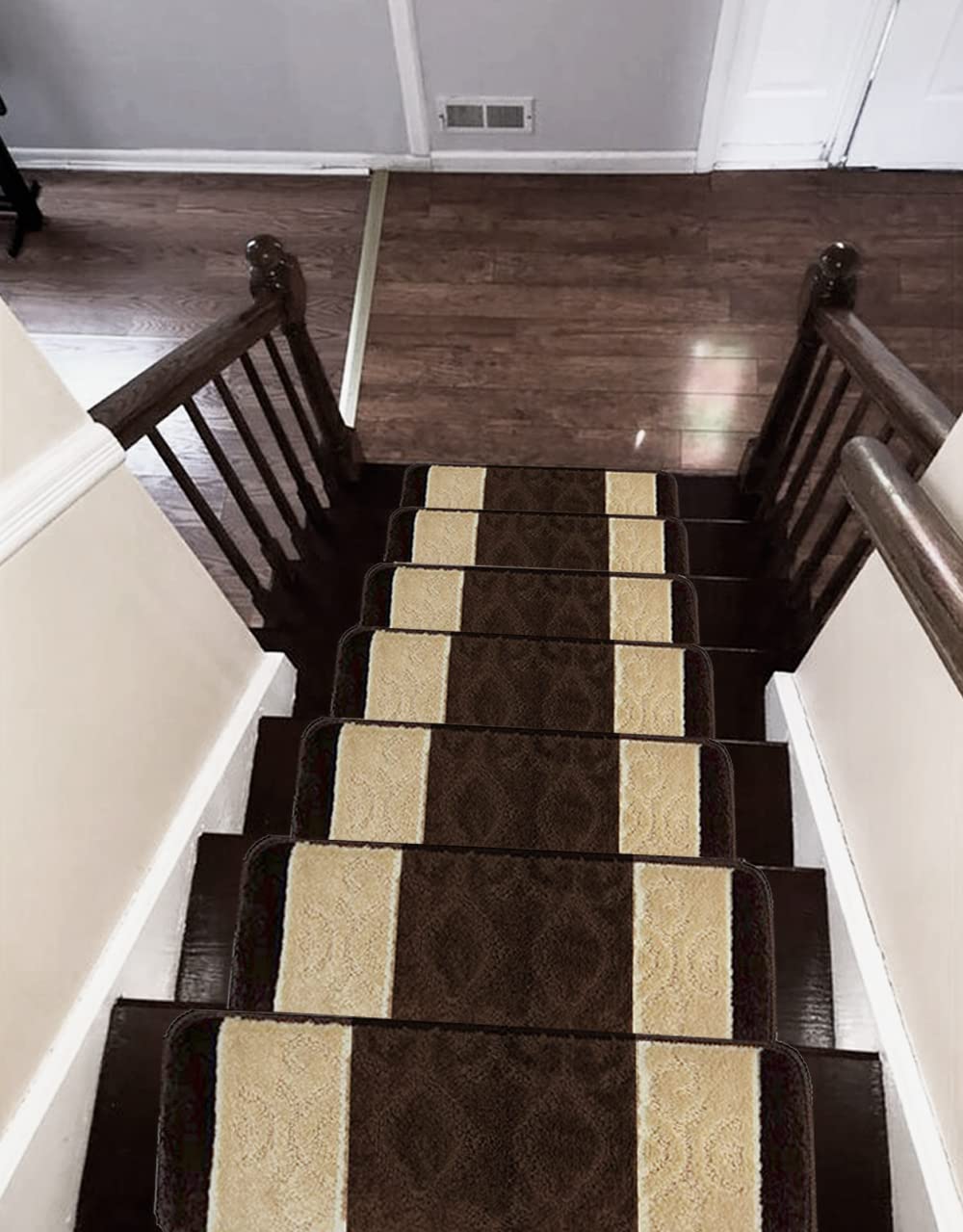 Gloria High Pile Non-Skid Rubber Back Gripper Carpet Stair Treads Non Slip Washable Stair Mats (Set of 7), 8.5" x 26"