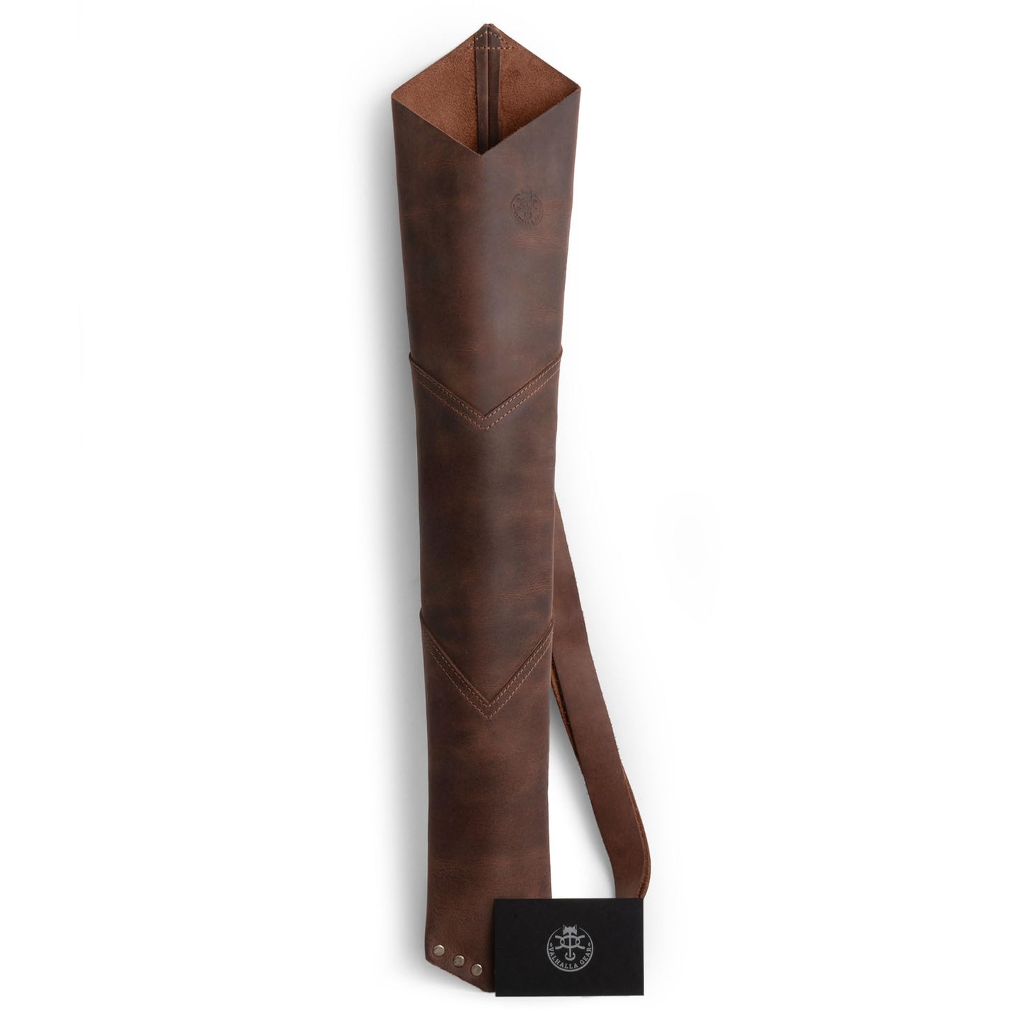Valhalla Gear, Back Arrow Archery Quiver, Vintage Holder for Shooting Practice, Training, Full Grain Leather, Handmade Archer Accessories (Bourbon Brown)