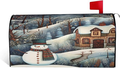 DADABULIU Mailbox Covers Snowman Forest Winter House Snowman Forest Winter House Magnetic Letter Post Box Cover Standard Size 25.5 x 21 Inch Garden Yard Home Decorative