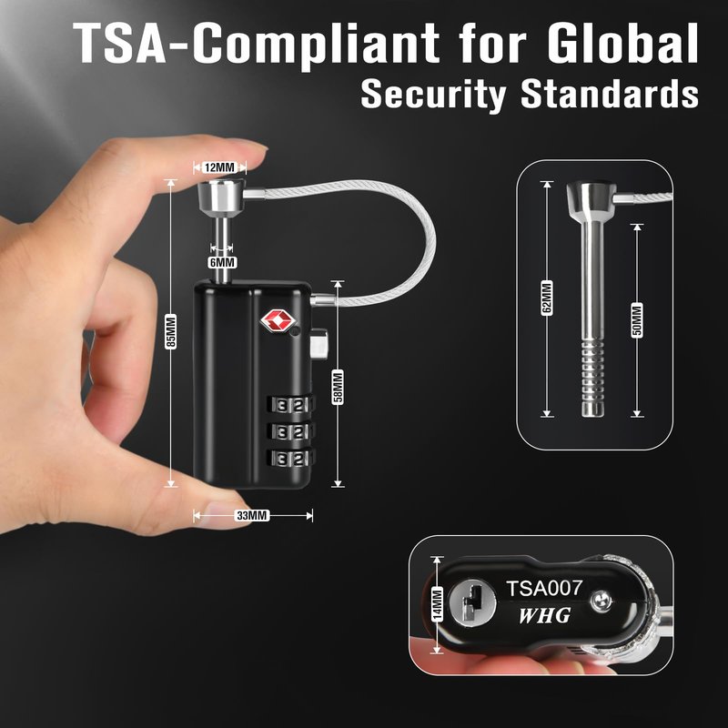 TSA Approved Gun Case Lock - Heavy-Duty Guns Case Lock with Durable & Cut Resistant Alloy Steel Shank Gun Lock, Secure TSA Locks for Guns Case for Firearm Travel Case, Pistol Cases and Rifle Cases