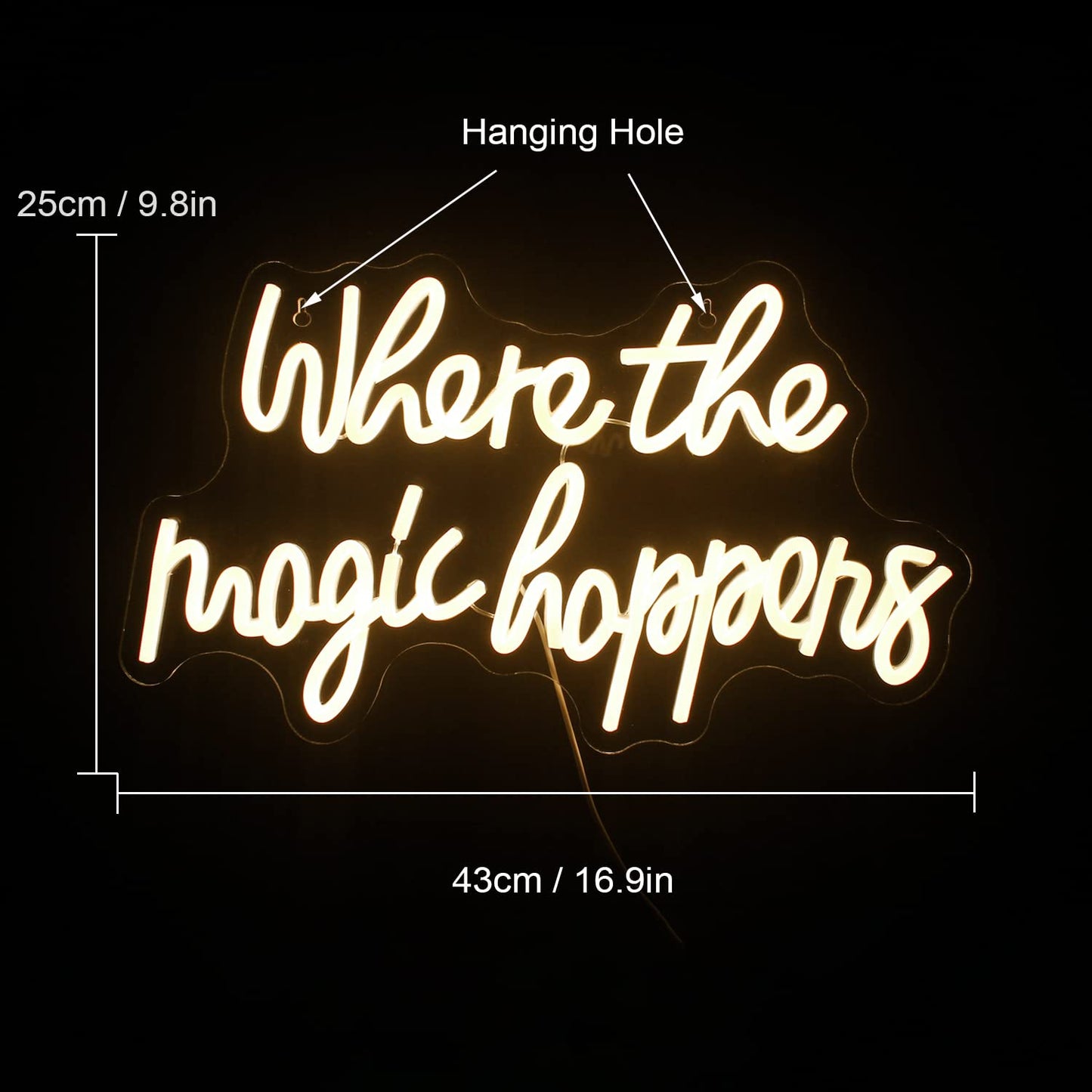 FAXFSIGN Where The Magic Happens Neon Sign Led Warm White Word Light Up Signs for Wall Decor Usb Powered Letter Neon Light Signs Indoor Light for Bedroom Salon Decor Wedding Birthday Party Bar