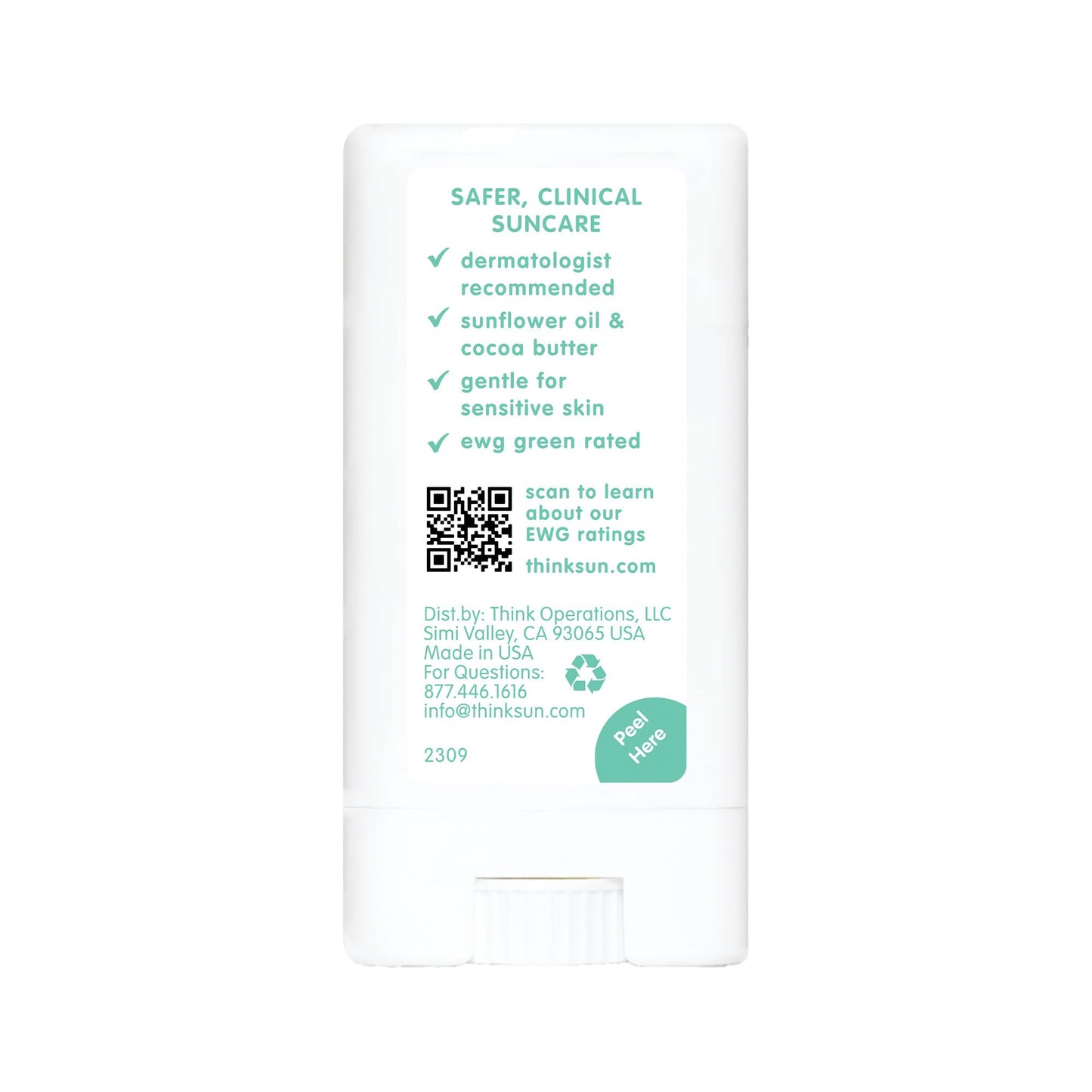 Thinksport Kids SPF 30 Mineral Sunscreen Stick, 0.64 Oz, Safe, Natural, Water Resistant Reef Safe Sunscreen for Children, Broad Spectrum UVA/UVB Sun Screen, Travel Stick for Sun Protection