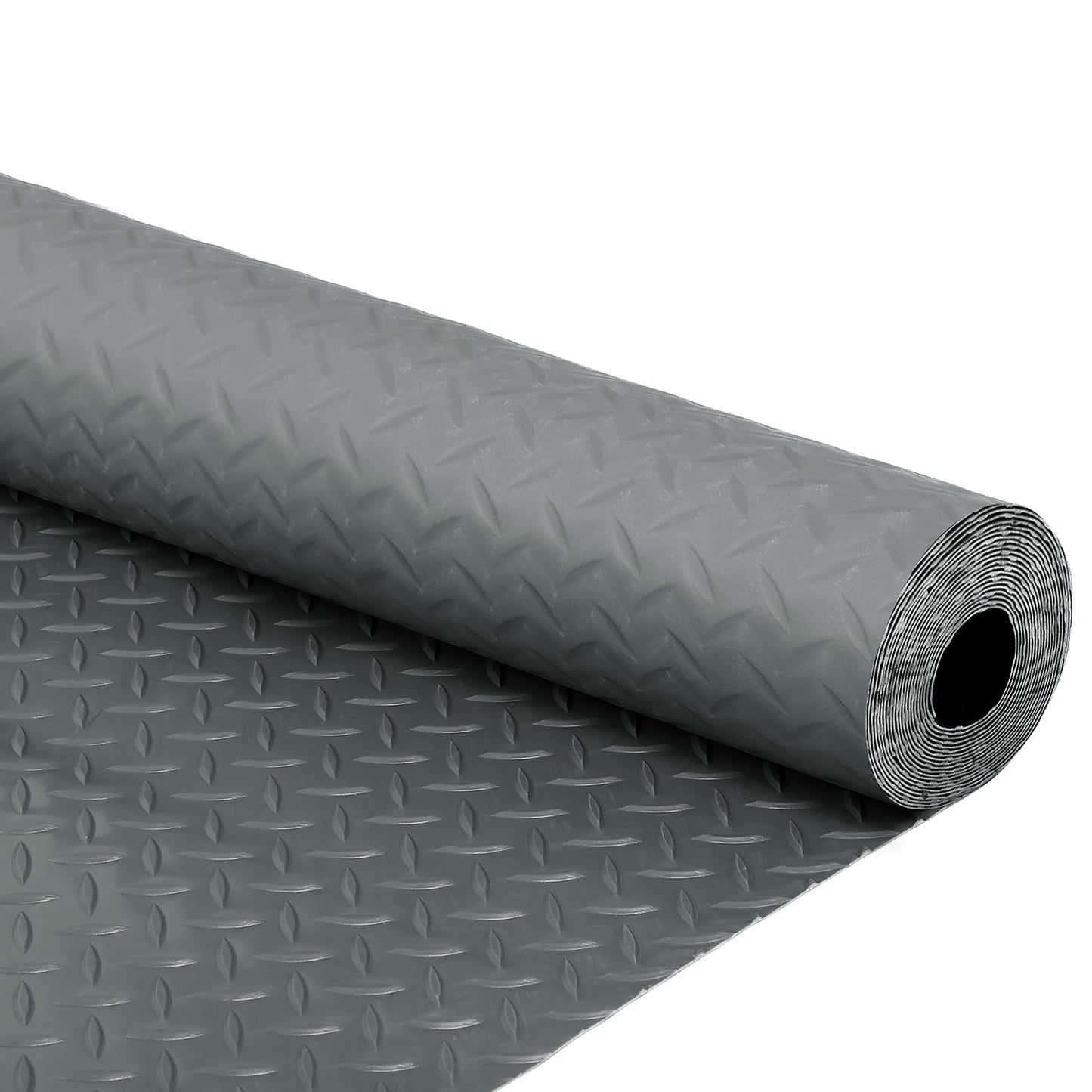 FAHKNS 7.5 x 17 FT Garage Floor Mat, Thickened Diamond Plate PVC Garage Parking Mat, Waterproof Rubber Trailer Mat Garage Tire Mats forCar, Trailer, SUV, Basement, Gym, Shed - Gray