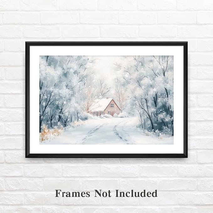 Yesad Winter Wall Art, Winter Forest Canvas Prints Country Wall Art Rustic Wall Décor for Living Room Bedroom Farmhouse Decorations Landscape Pictures Prints Nature Poster (Unframed,30”x20”, Winter)