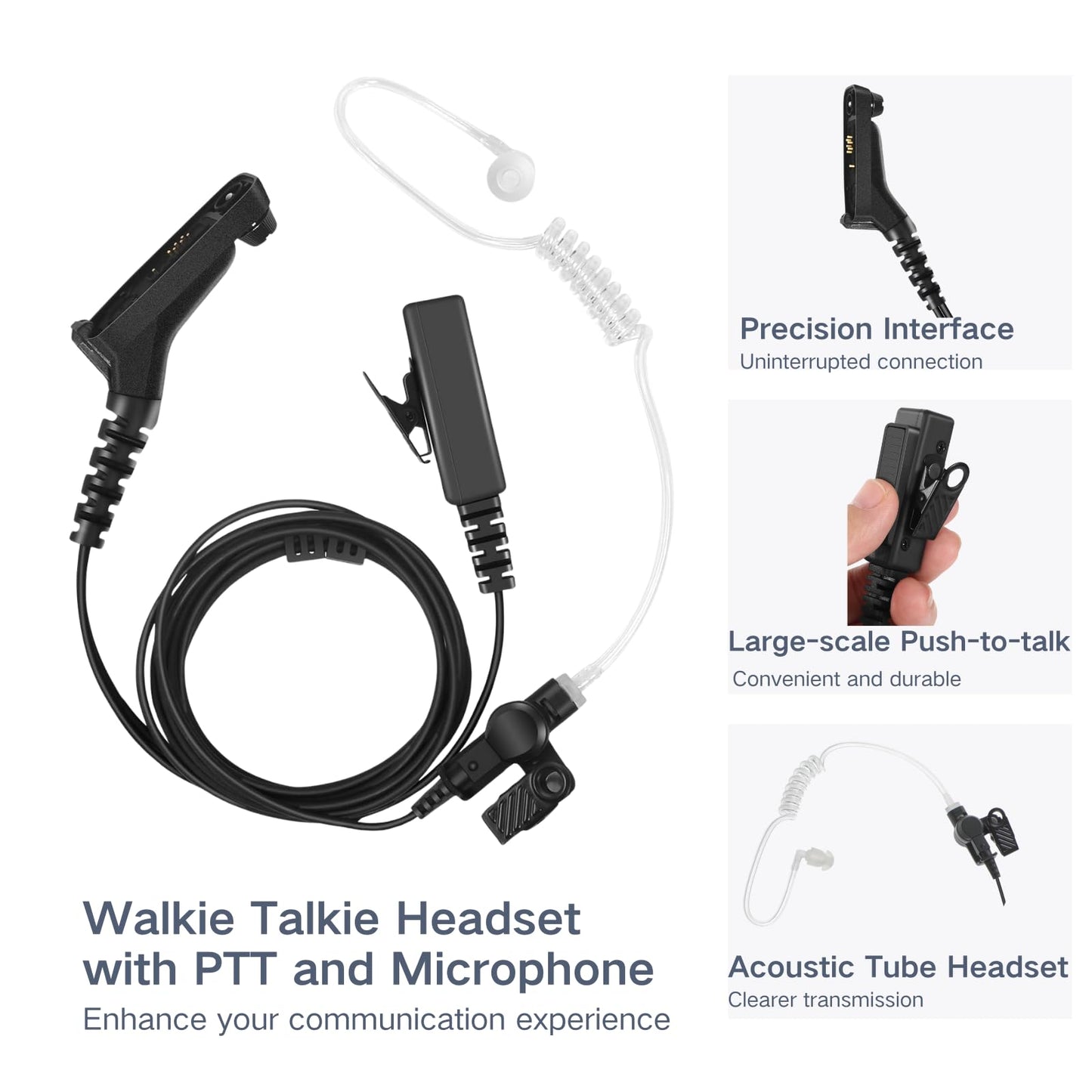 APX 6000 Earpiece XPR 7550e Headset Compatible for Motorola Radios APX 8000/7000/4000 XPR 7350e/7580e/7380e/7550/7350 Acoustic Tube and PTT Mic, Surveillance Headset