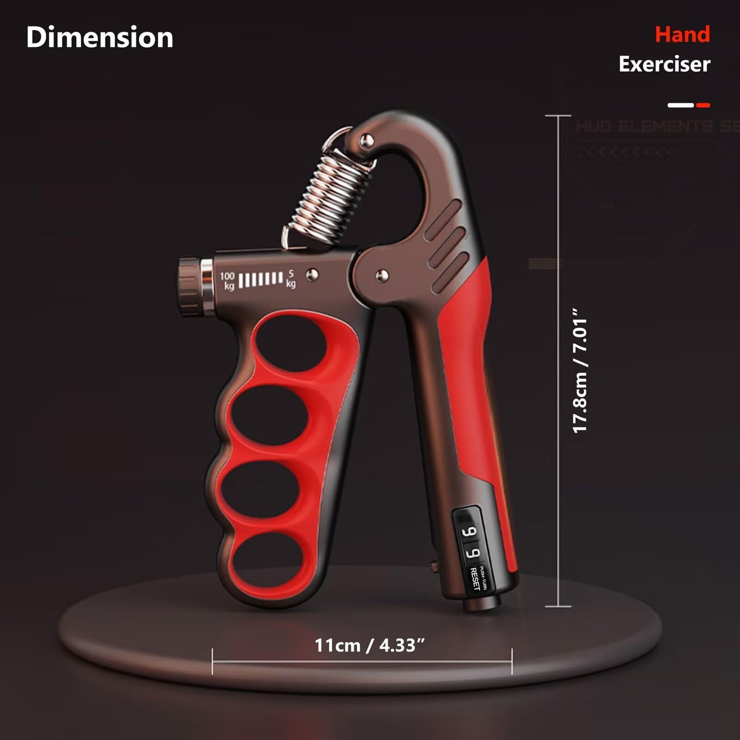 Grip Strength Trainer Forearm Strengthener, 11-222 lbs Adjustable Resistance, Automatic Counting, Ergonomic Design, Ideal Device for Grip Strengthening, Arthritis Relief, Hand Physical Therapy & Rehab