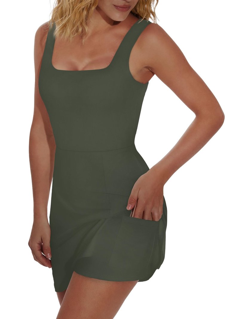 OFEEFAN Womens Athletic Dress Tennis Golf Bodycon Workout Active Skort Summer Clothes Casual Graduation Concert Date Spring Outfits Dark Green S