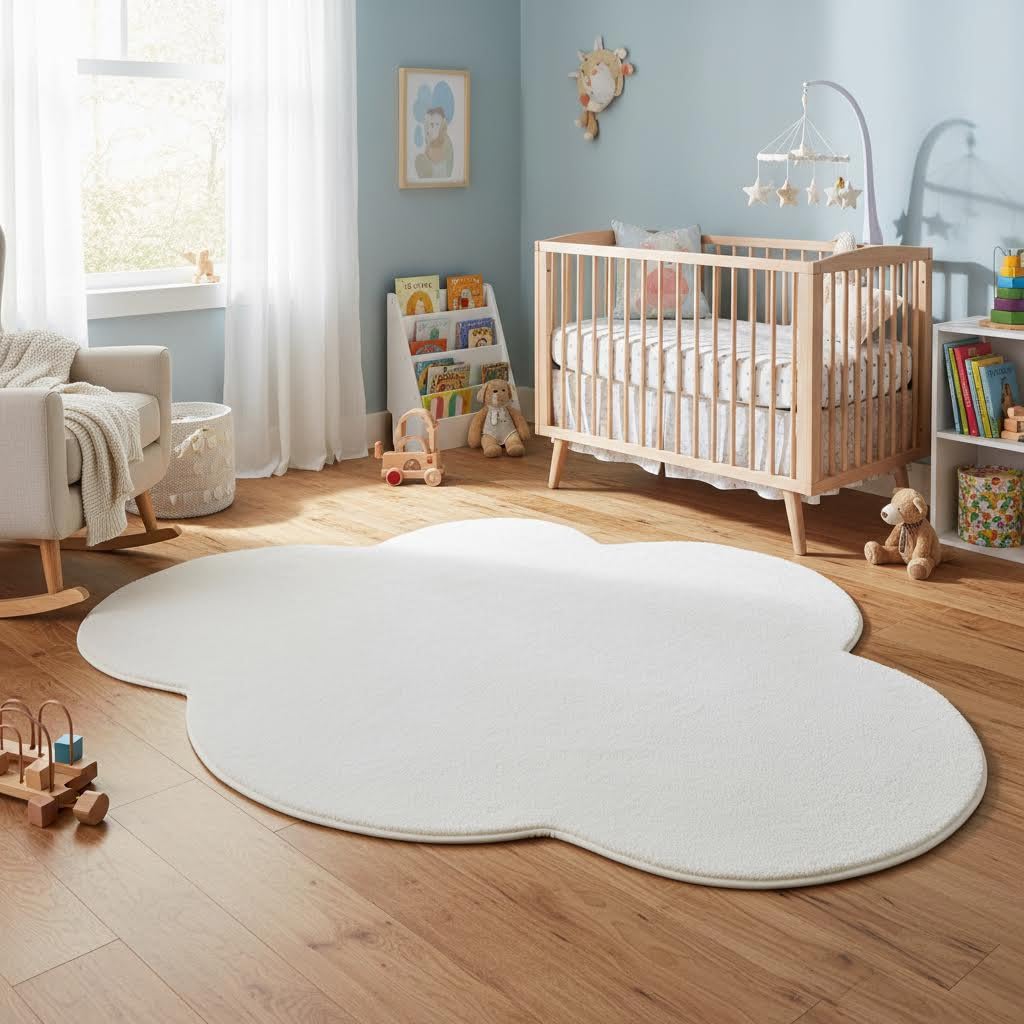 White Ultra Soft Irregular Shaped Rug for Living Room Bedroom Dining Kitchen Cloud Shape Carpet Modern Washable Nursery Playroom Home Office Aesthetic Area Rug Cute Throw Rugs 4x6